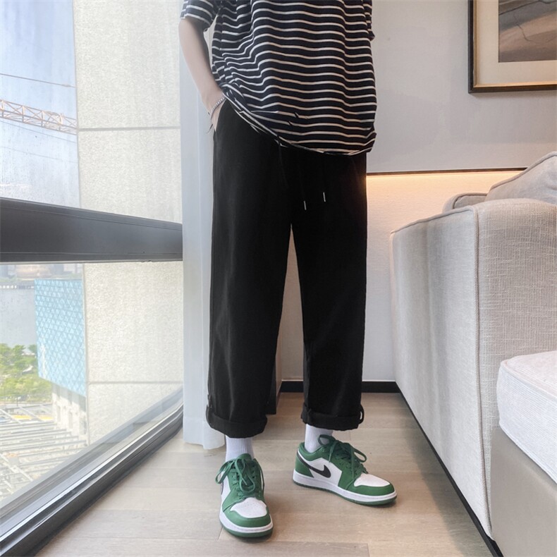 2023春夏纯色男士直筒裤纽扣抽绳工装裤简单宽松老爹裤K394-P30,男装休闲裤,星座512-2