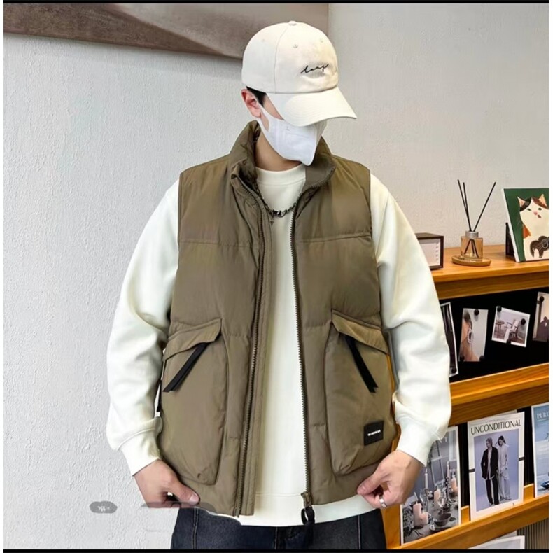 秋冬季新款立体口袋纯色小标拉链棉马甲坎肩休闲313B-828-P60,男装背心/马甲,星座313B