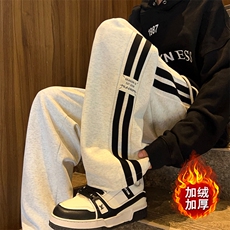 秋冬加绒加厚贴标休闲裤直筒阔腿裤男JRWK455-加绒特P50控78，男装卫衣，电商B208