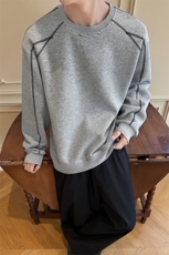 2025新款华棉高克重420g拼接解构铆钉长袖卫衣男W5413-特P35控68，男装卫衣，电商A001