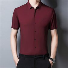 H332052021夏季新款短袖衬衫男锦纶47.1%粘纤44.7%氨纶8.2%，男装衬衫，电商B360