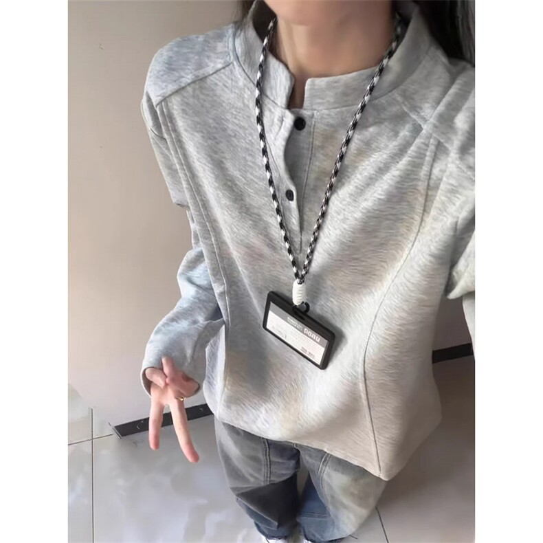 CT606-M-5XL-特P19亨利领正肩长袖t恤美式拼接重磅立领打底衫,男装T恤,星座1811B