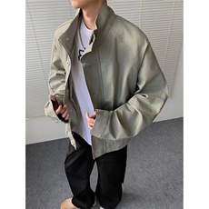 J48-P95美式复古立领工装牛仔外套男春秋季高级感，男装工装外套，电商B323A