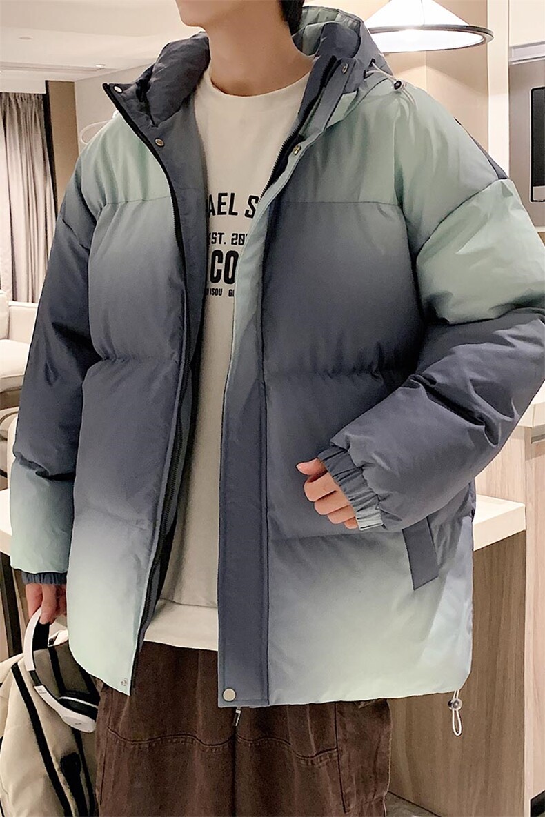 港风渐变色情侣装男装棉衣宽松棉服冬装加厚外套A409-1,男装棉衣,电商A409-1