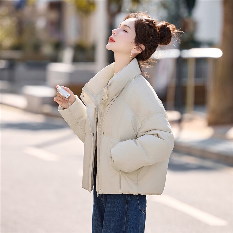 2025冬季新款羽绒服短款休闲加厚保暖90白鸭绒面包服,女装羽绒服,姿衣坊