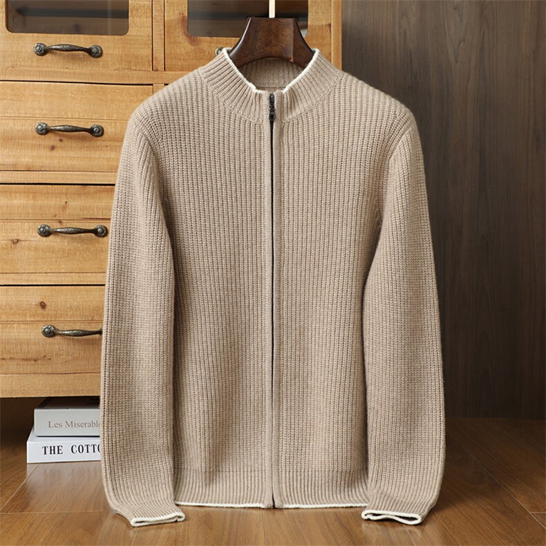 2025年秋季新款百搭五针加厚外套，男装羊绒套衫，榆莲羊绒