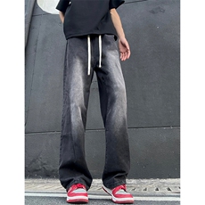 解构斜切直筒牛仔裤男款秋季美式高街痞帅25XK67205特批45，男装牛仔裤，电商A042