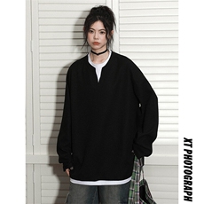 旗下春秋假两件T恤女宽松百搭显瘦学生长袖卫衣上衣潮，男装T恤，电商C213(原B265)