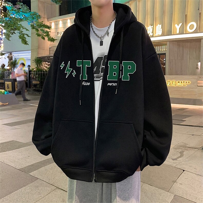 H177P70加绒75美式高街连帽卫衣秋冬外套ins潮牌拉链开衫宽松,女装短外套,星座304A