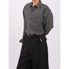 春夏季休闲格纹通勤长袖衬衫男百搭宽松复古慵懒衬衣潮流CSZ388，男装衬衫，星座516A