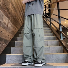 潮牌美式工装裤男春季高街ins潮宽松直筒裤子设计感休闲长裤，男装工装外套，星座1013