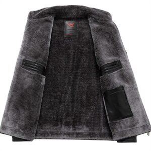 8807/P110 爸爸皮外套冬装加绒加厚保暖皮衣老服男装老年衣服图片