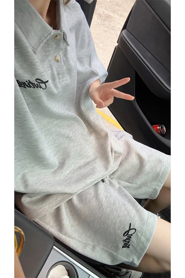 polo衫潮情侣短袖套装T3670上衣特P31控59-DK8631裤子特P26控49,男装Polo衫,电商A007