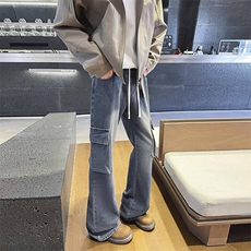 A2189TP48控78-秋季新款2025高街工装牛仔裤男潮牌水洗微喇裤子，男装牛仔裤，电商B241