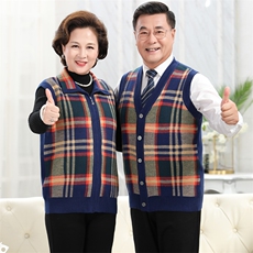 透气保暖格子收腰显瘦拉链羊毛马甲男女通用，女装中老年女装，亚东羊绒制品