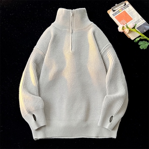 8XL-M立领半拉链毛衣男大码慵懒风宽松日系针织衫外套MY19002P78图片