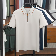 短袖t恤男2025夏季新款polo领休闲体恤衫百搭男士上衣，男装T恤，伊雪娇羊绒