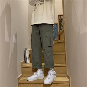 裤子男韩版潮流男裤宽松阔腿工装直筒九分秋季休闲长裤NB409-p35,男装休闲裤,星座1008-1