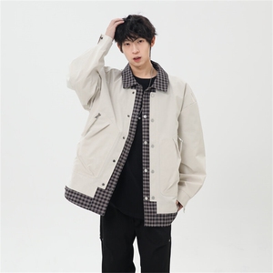 2025春季休闲痞帅工装假两件翻领夹克潮流外套XZ301b-2-JK2582P78图片