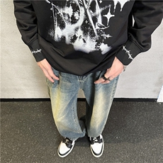 k1091-p45-控68M-5XL现货oversize怀旧蓝色风牛仔裤大码，男装牛仔裤，星座116