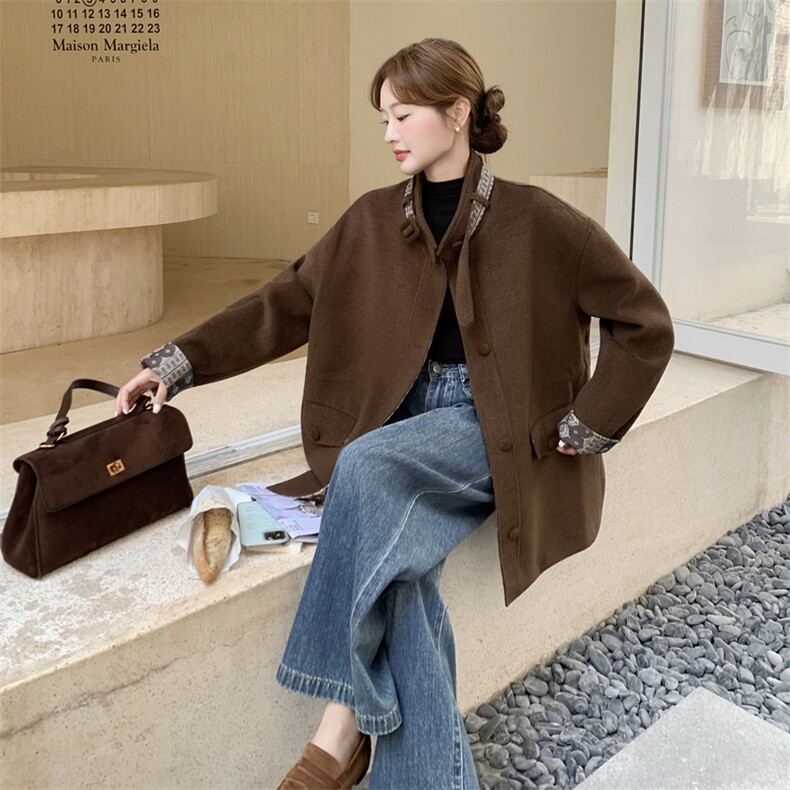 现货设计感美拉德撞色毛呢外套2C2369003P215K318,女装毛呢外套,2C236