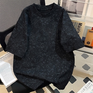 得物抖音品质二开240克重磅宽松纯棉美式做旧扎染工艺短袖T恤图片