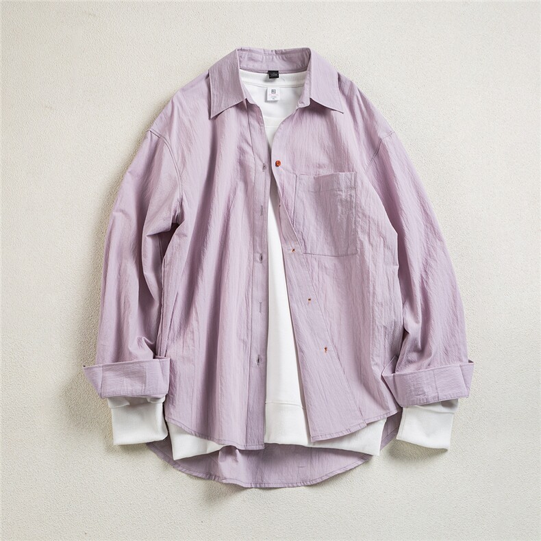 B413-1-DX6157韩系长袖衬衫外套女春夏新款设计感宽松情侣内搭衣，男装衬衫，电商B413-1