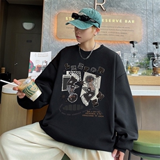 wassuphappy圆领卫衣套装男款春秋季潮流美式痞帅上衣帅气两件套，男装卫衣，电商C408(原B339-1)