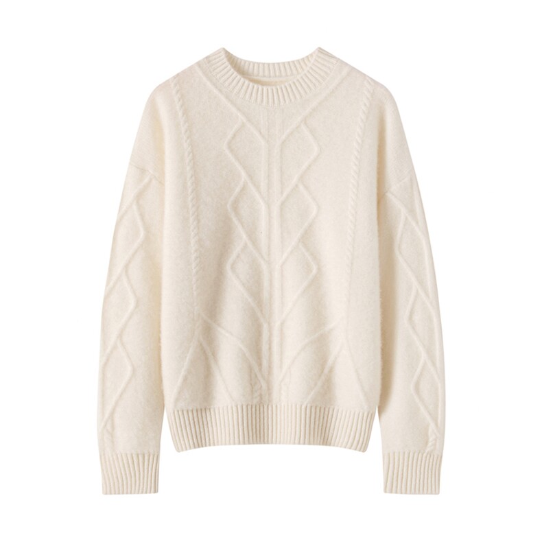 2025百搭简约时尚菱形条纹抽条针织衫，女装针织衫/毛衣，温伦斯特羊绒