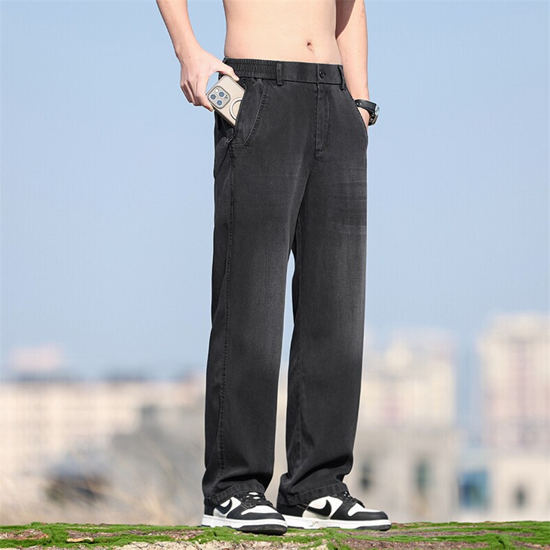冰丝牛仔裤子男2025夏季薄款宽松直筒美式潮流天丝长裤 K3020-p53图片