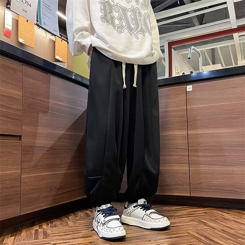 日系冰丝直筒常规休闲裤男街头宽松bf风加绒加厚运动裤子KA769,男装休闲裤,星座1116A-1（原606A）
