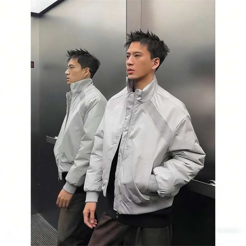 高品质春装新款老钱风美式高街解构立领棒球服飞行夹克潮休闲外套,男装夹克,电商A486-1