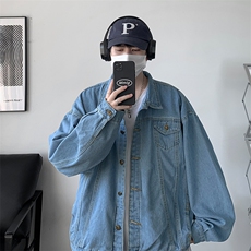 牛仔夹克男大码牛仔外套男茄克NJ77099-P60加绒款-P75，男装夹克，电商A040