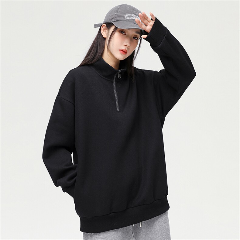 秋季新款基础纯色潮流宽松半高领休闲卫衣情侣款A305-EY-3617-P65,男装卫衣,电商B306
