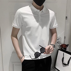 短袖polo衫男潮牌潮流纯色针织翻领t恤男装保罗商务半袖衣服T539，男装T恤，星座1116A-2（原606A-1）