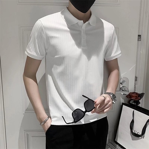 短袖polo衫男潮牌潮流纯色针织翻领t恤男装保罗商务半袖衣服 T539图片