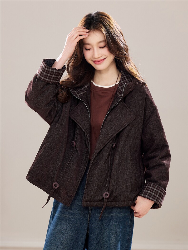 现货2025冬季新款休闲优雅时尚连帽女士保暖加厚90绒羽绒服,女装羽绒服,木子恋
