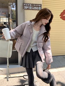 现货新款独特超好看短款羽绒服女款冬季立领面包服小个子羽绒外套图片