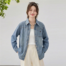 现货2026年春季休闲风牛仔绣花衬衫外套，女装短外套，靓衣阁