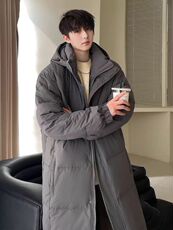 (网图)情侣长款羽绒服BT港风潮牌加厚连帽休闲313B-YJ921-P150，男装羽绒服，星座313B