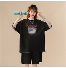 中性风夏季ins冰丝华夫格个性休闲情侣套装一套TZ856-P50控68，女装运动套装，A247A