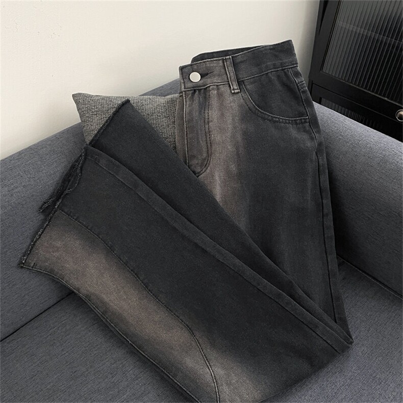 美式复古小众做旧微喇牛仔裤男潮牌宽松百搭长裤N821-P40图片