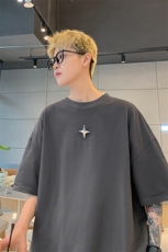 港风可拆卸四芒星多色短袖T恤男DT77783P16块特价：供抖音视频，男装T恤，星座227-7