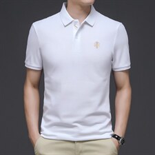 男士免烫短袖t恤薄款夏季中年休闲纯棉刺绣半袖POLO衫P48，男装Polo衫，星座1105-3