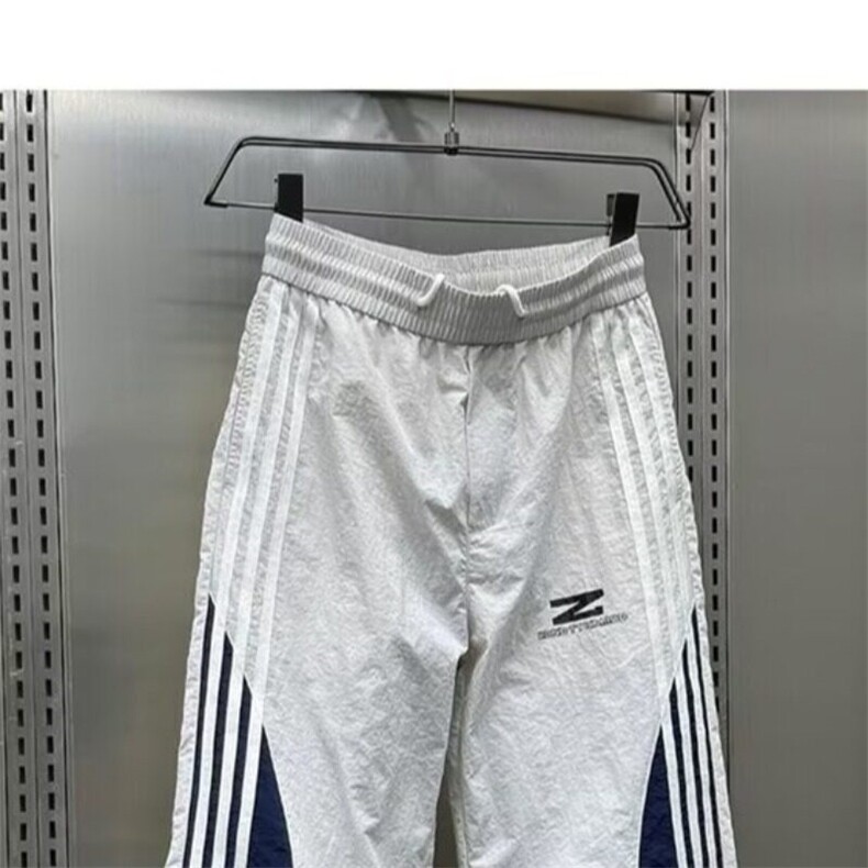 春秋新款美式工装裤男女同款三道杠速干休闲裤垂感拼接撞色直筒裤,男装休闲裤,星座506A