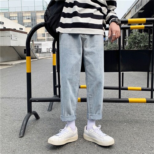 秋季韩版潮流休闲牛仔裤男宽松百搭直筒潮牌坠感老爹裤NK907-p35，男装牛仔裤，星座1008-1