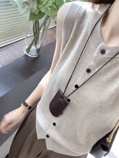 坎肩马甲针织衫单排扣设计感无袖上衣气质减龄打底衫，女装马甲，恩泰羊绒