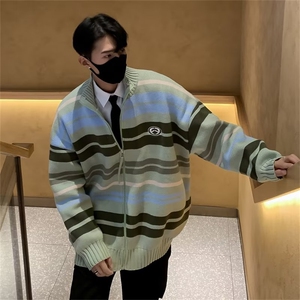 鹿毛绒美式毛衣男慵懒风休闲针织衫M5026P53,夏天竹竿男搭配图片