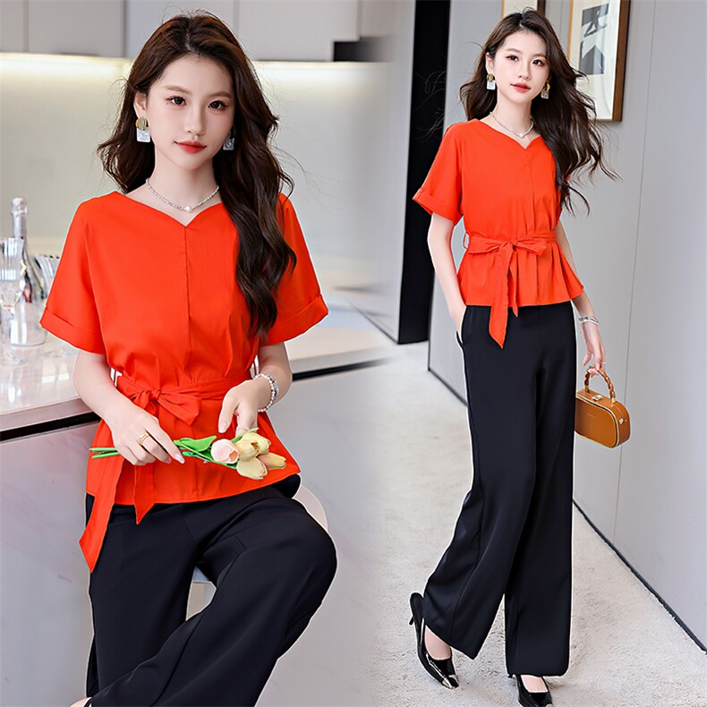 高级感通勤职业套装女2024新款夏季干练气质时尚洋气阔腿裤两件套，女装套装/套裙，火爆靓佳人