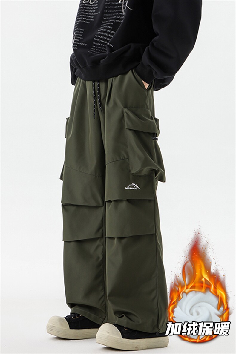 8XL-M美式机能加绒加厚冲锋裤男冬季宽松大码刺绣工装裤KZ020P50,男装工装外套,电商B312